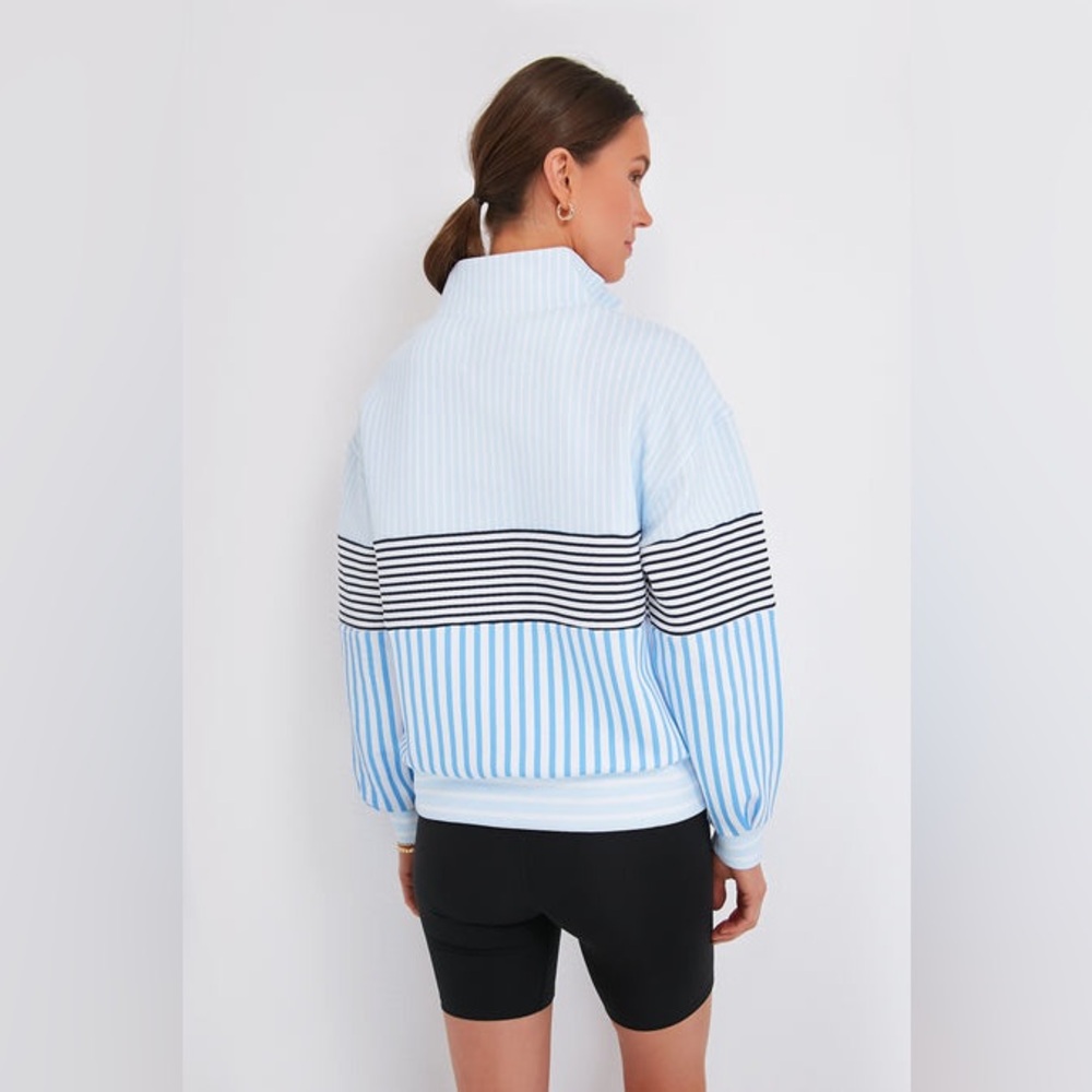 Addison Bay Varsity Quarter Zip Multi Blue Stripe Medium Tuckernuck - Picture 3 of 8